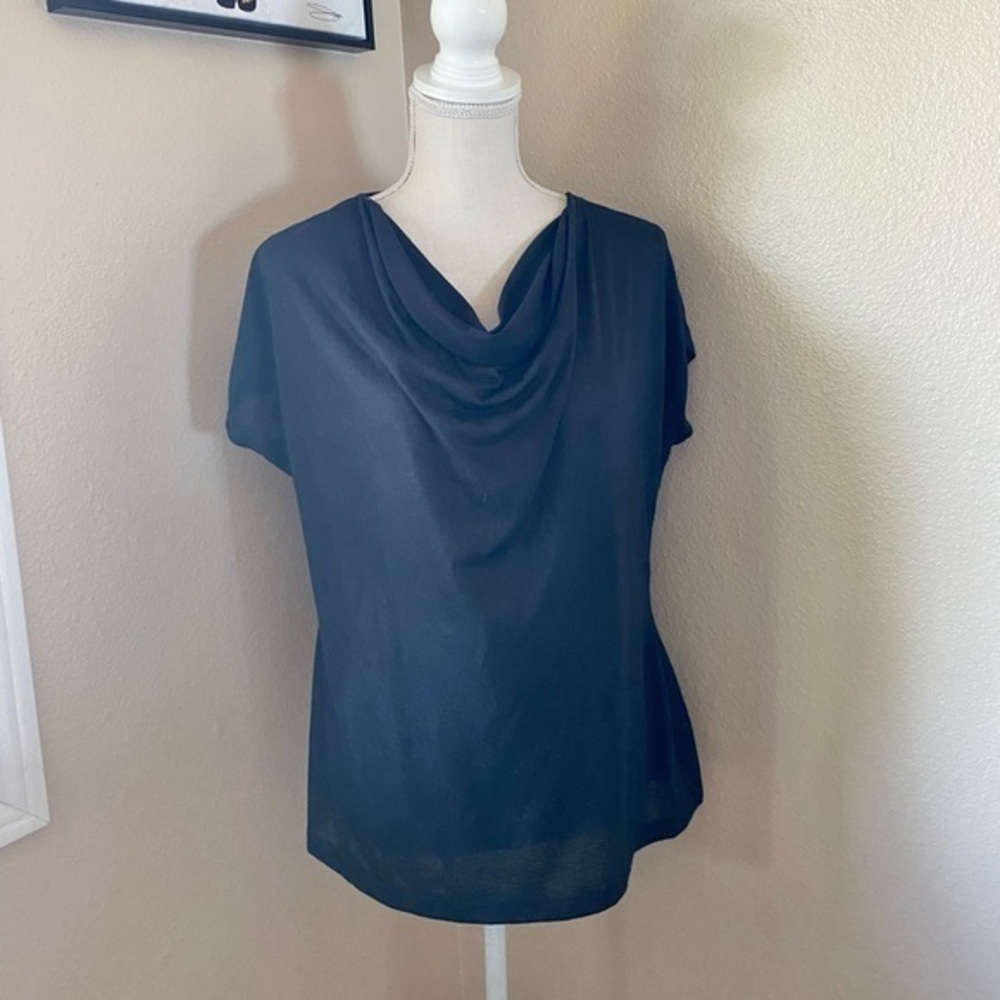 Kenneth Cole black cowl neck short sleeve tee, Sz. L